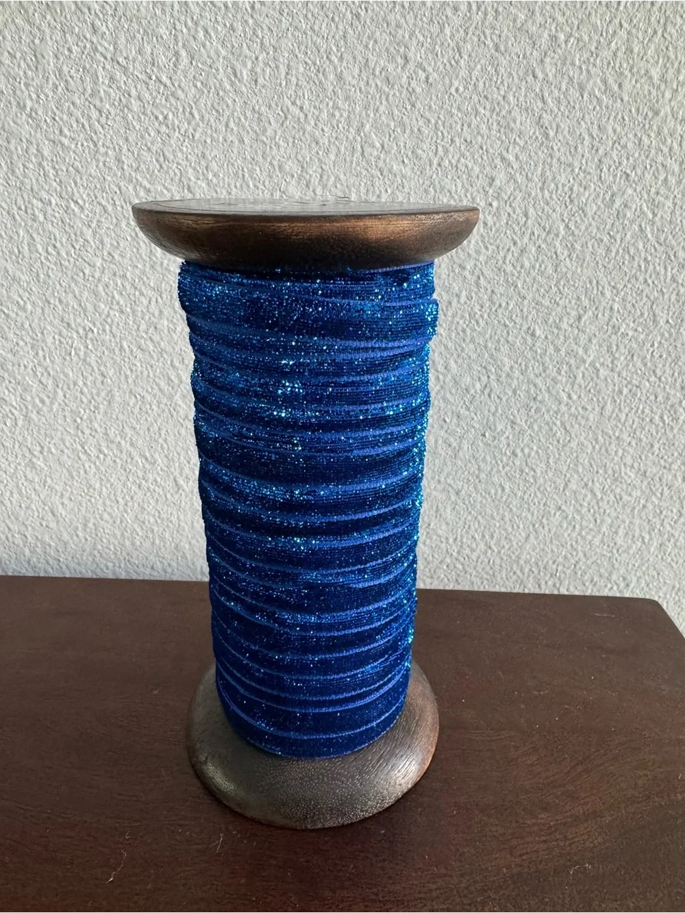 Sparkling Royal Blue Velvet Ribbon Spool 10 yds NWOT